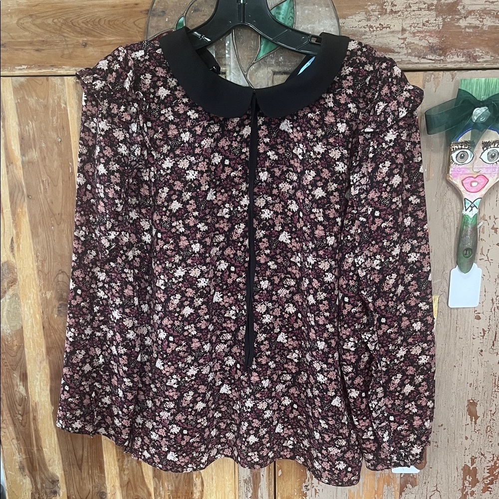 Floral Black and Pink Women's Top